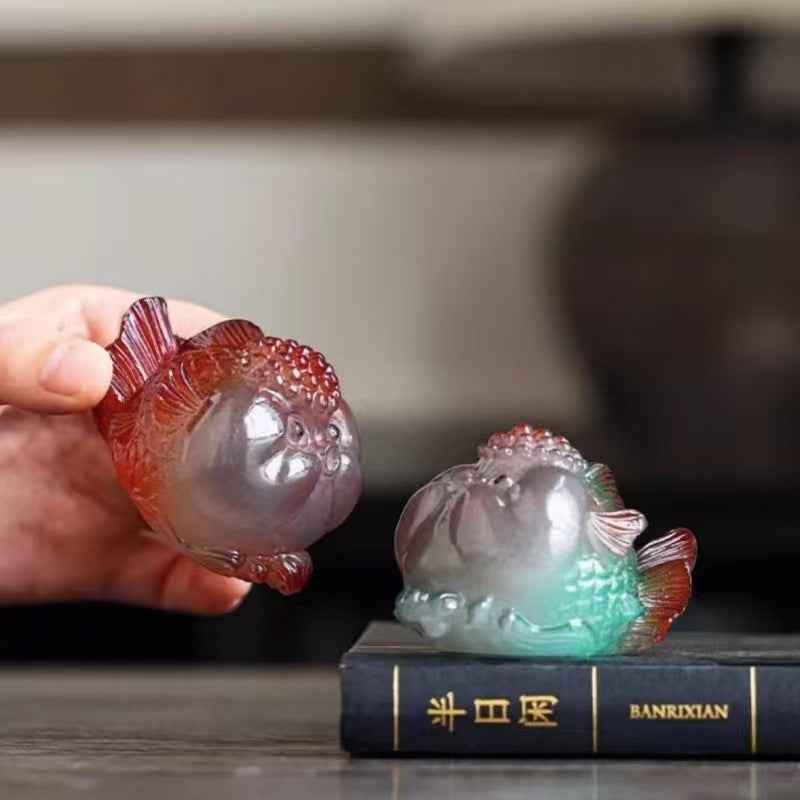 Bubble-blowing Color-changing Tea Pet Goldfish Ornament