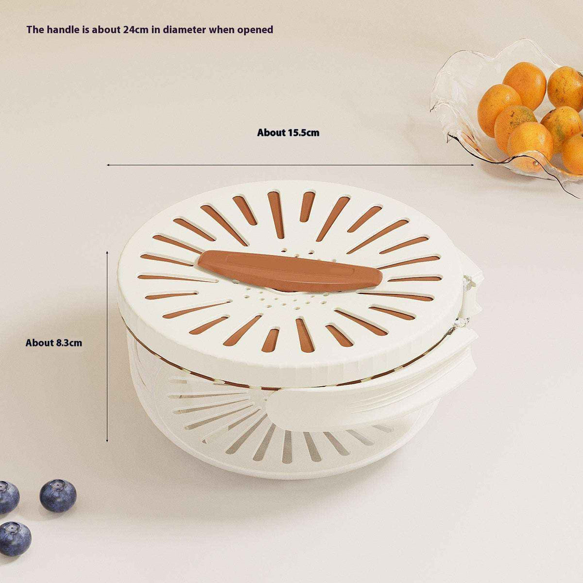 Fruit Drain Basket With Lid Vegetable Washing Bowl Foldable Handle Cleaning Colander Plastic Refrigerator Crisper Kitchen Box Kitchen Gadgets