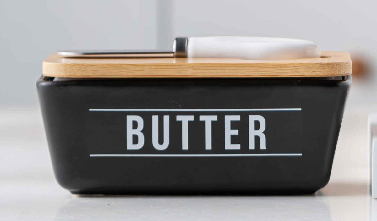 Kitchen Ceramic Butter Box With Stainless Steel Scraper