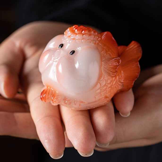 Bubble-blowing Color-changing Tea Pet Goldfish Ornament