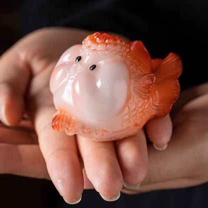 Bubble-blowing Color-changing Tea Pet Goldfish Ornament