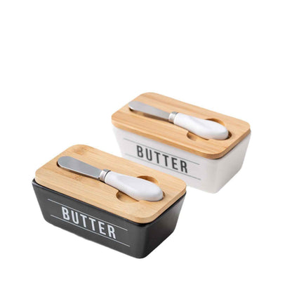 Kitchen Ceramic Butter Box With Stainless Steel Scraper
