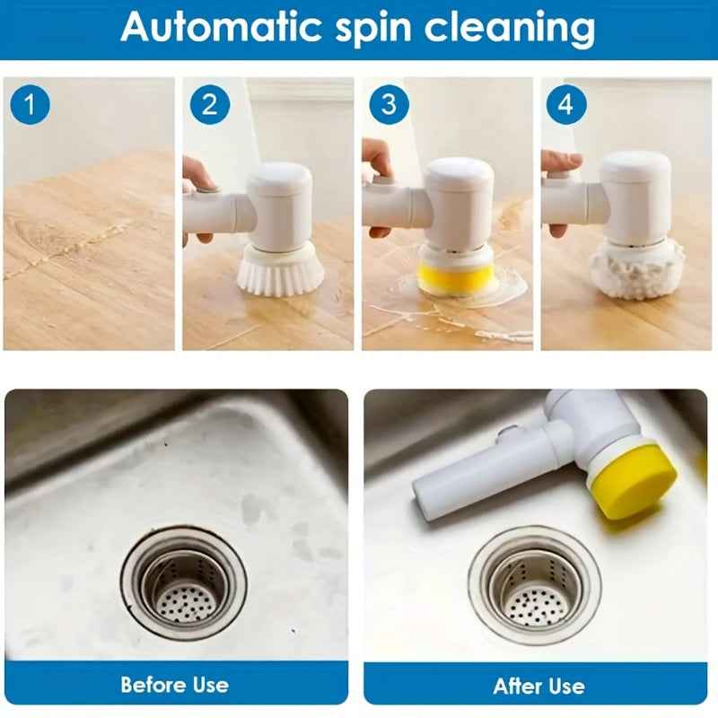 1pc Electric Spin Cleaning Brush,USB Rechargeable Handheld Kitch Cleaner Coldless Rotary Brush, Power Brush Bathroom Rechargeable Brush, Automatic Rotary Power Cleaning Brush For Cleaning