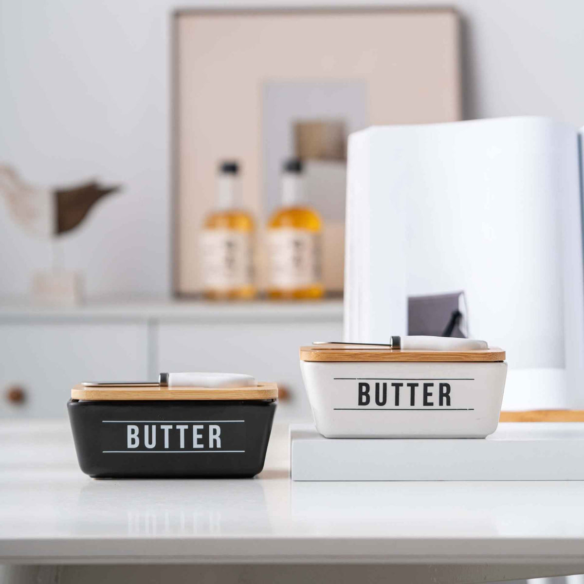 Kitchen Ceramic Butter Box With Stainless Steel Scraper